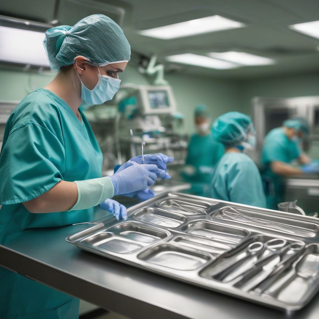 Surgical Tech Preparing Instruments